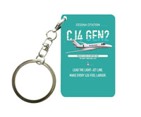 Thumbnail for Cessna Citation CJ4 Gen2 design on turquoise designed key chain, double-side print
