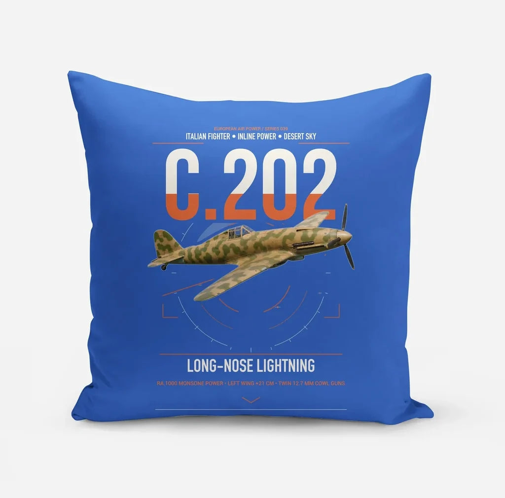 Macchi C.202 Folgore design on blue pillow