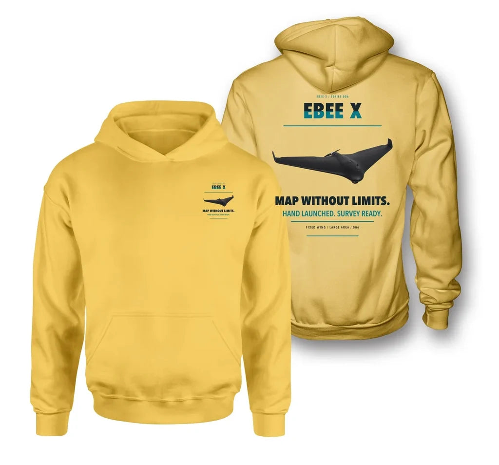 AgEagle eBee X design on yellow hoodie