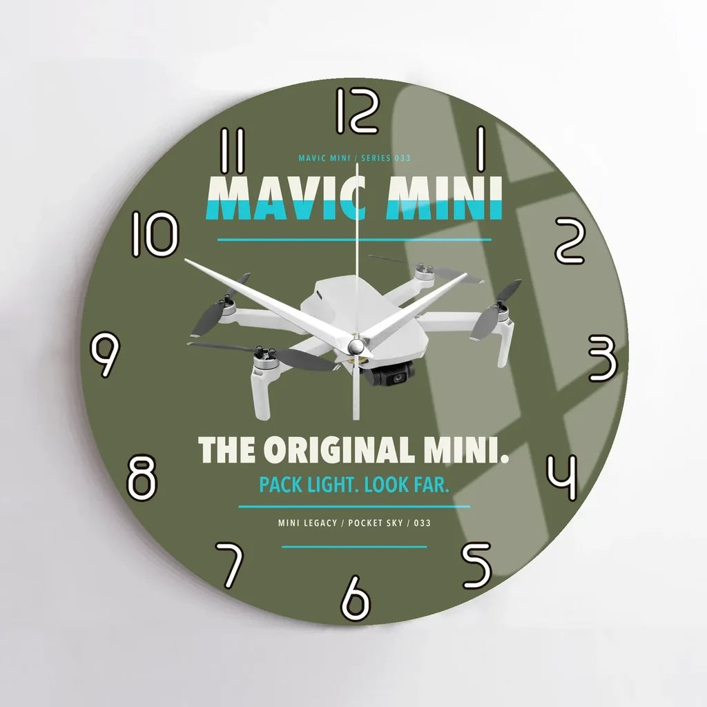 DJI Mavic Mini design on green army no frame wall clock