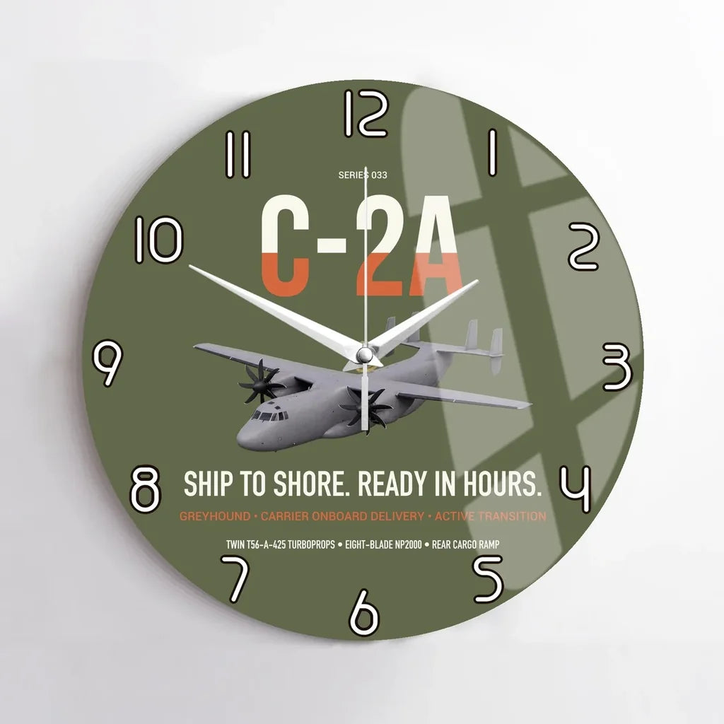C-2A Greyhound design on green army no frame wall clock