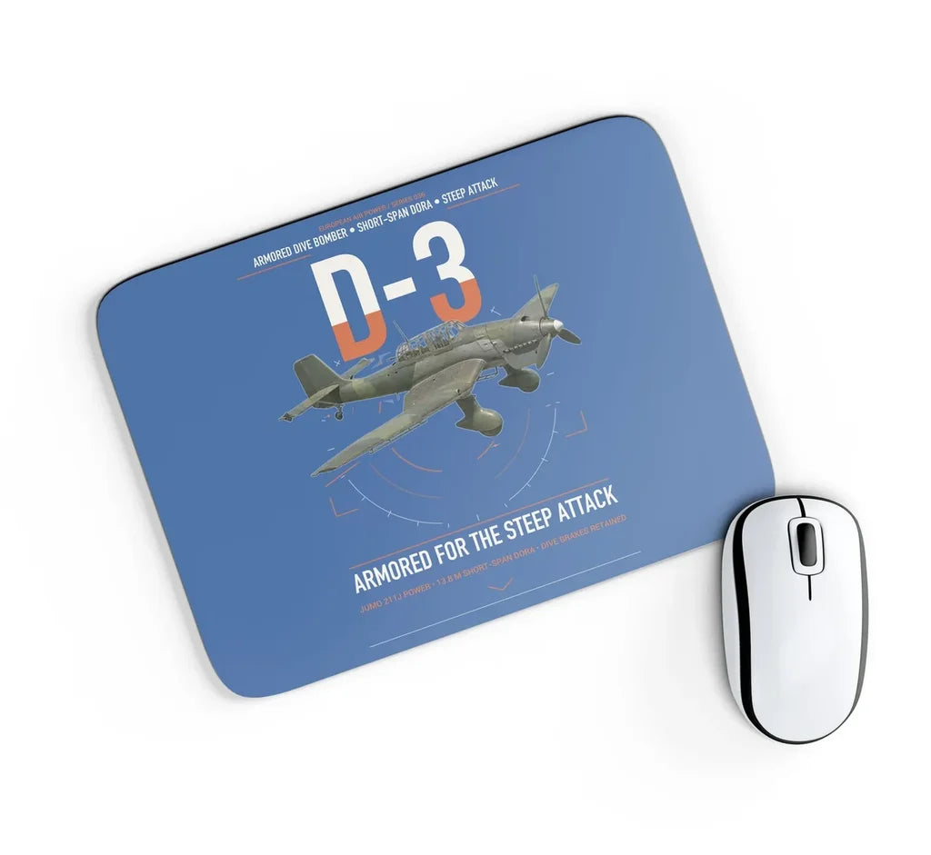 Junkers Ju 87D-3 design on blue rectangle mouse pad
