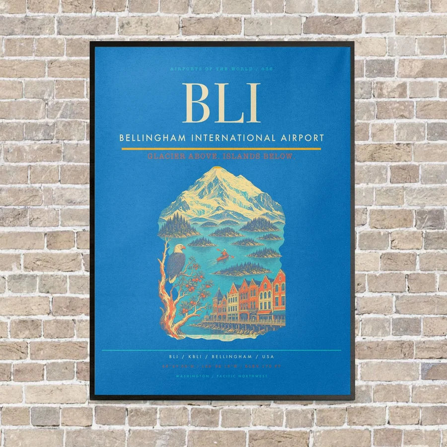 Bellingham International Airport BLI - Canvas Framed - Turquoise