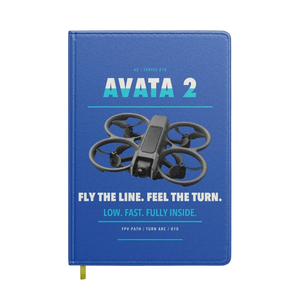 DJI Avata 2 design on blue notebook