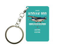 Thumbnail for Daher Kodiak 900 design on turquoise designed key chain, double-side print