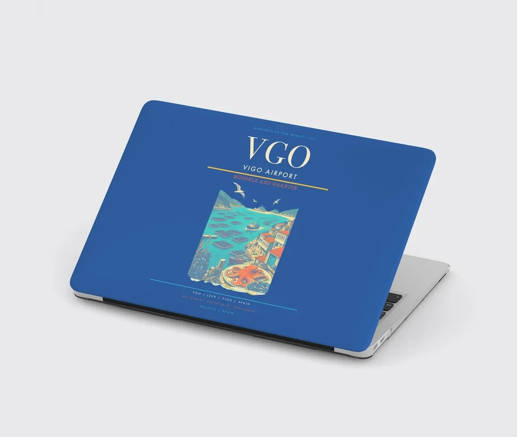 Vigo Airport (VGO) design on blue MacBook case
