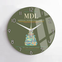 Thumbnail for Mandalay International Airport (MDL) design on green army no frame wall clock