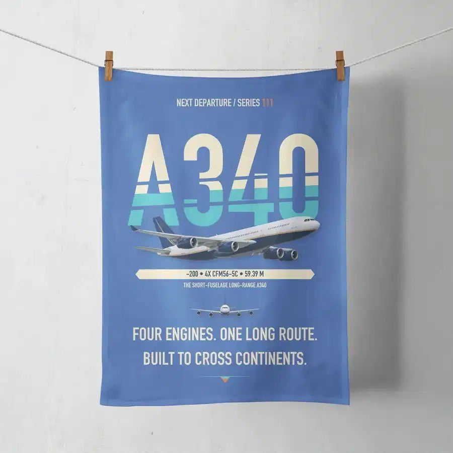 Airbus A340-200 design on blue towel