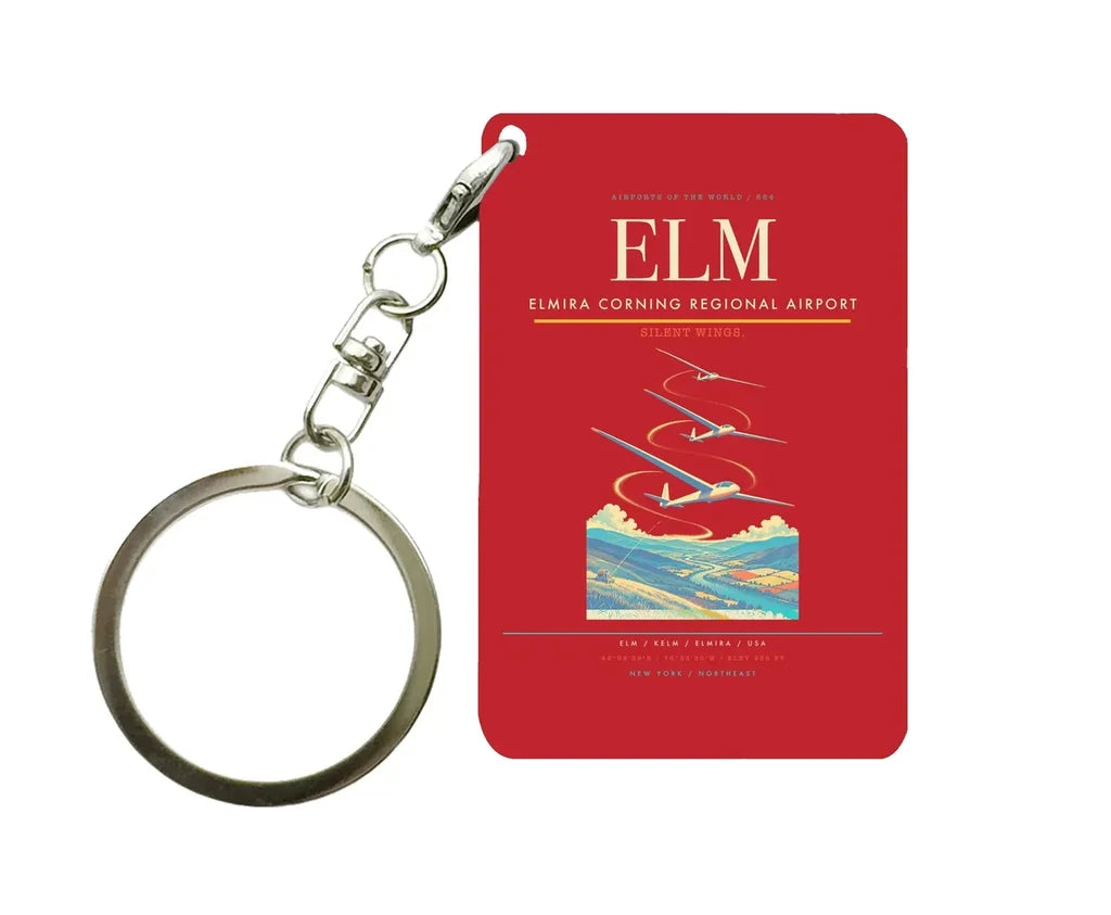 Elmira Corning Regional Airport (ELM) design on red key chain