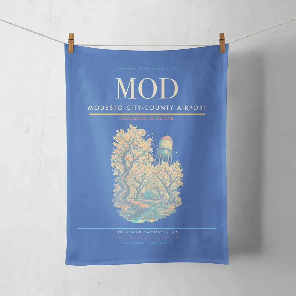 Modesto City-County Airport (MOD) design on blue towel