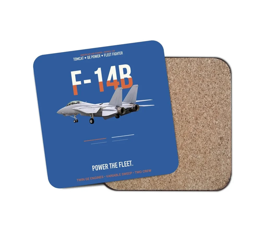 F-14B Tomcat Power The Fleet design on blue 1 piece coaster