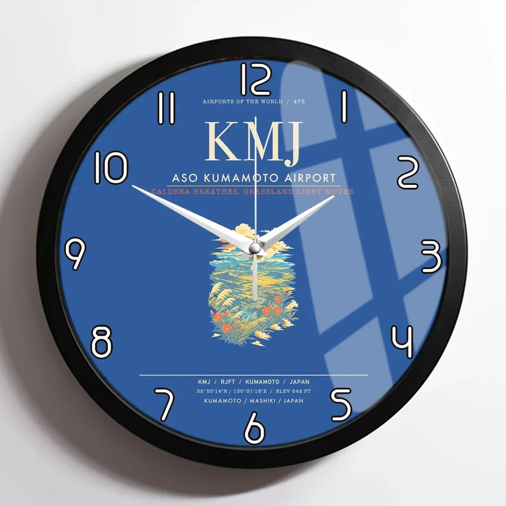 Aso Kumamoto Airport KMJ Wall-Clock Framed - Blue