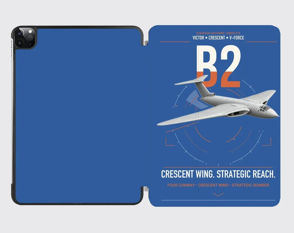 Handley Page Victor B2 design on blue ipad tablet case