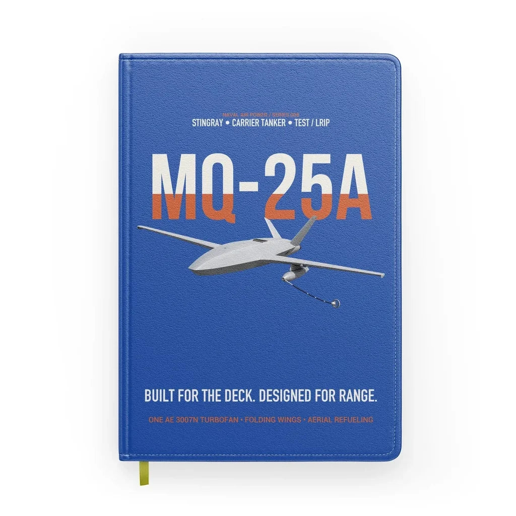 MQ-25A STINGRAY design on blue notebook