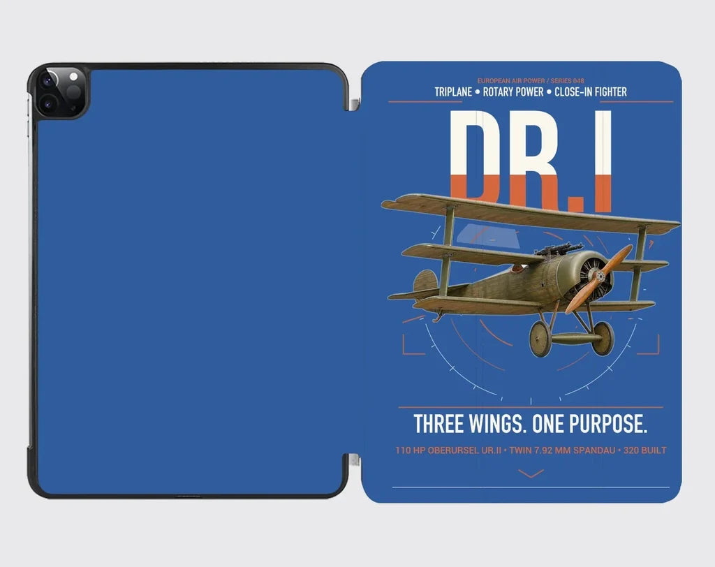 Fokker Dr.I design on blue ipad tablet case