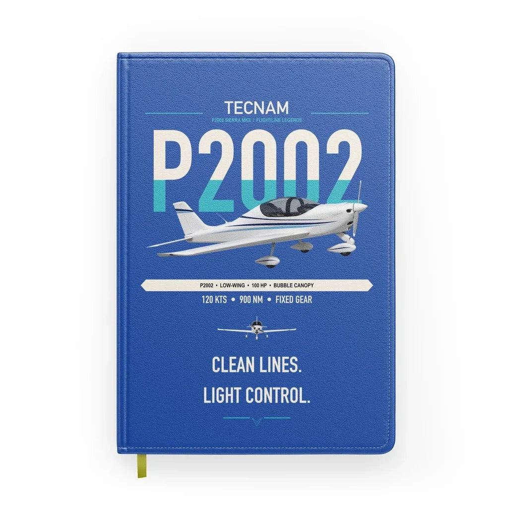 Tecnam P2002 Sierra MkII design on blue notebook