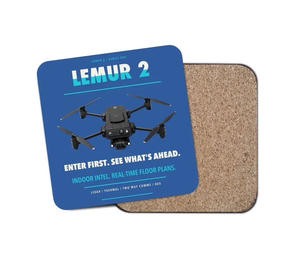 BRINC LEMUR 2 design on blue 1 piece coaster
