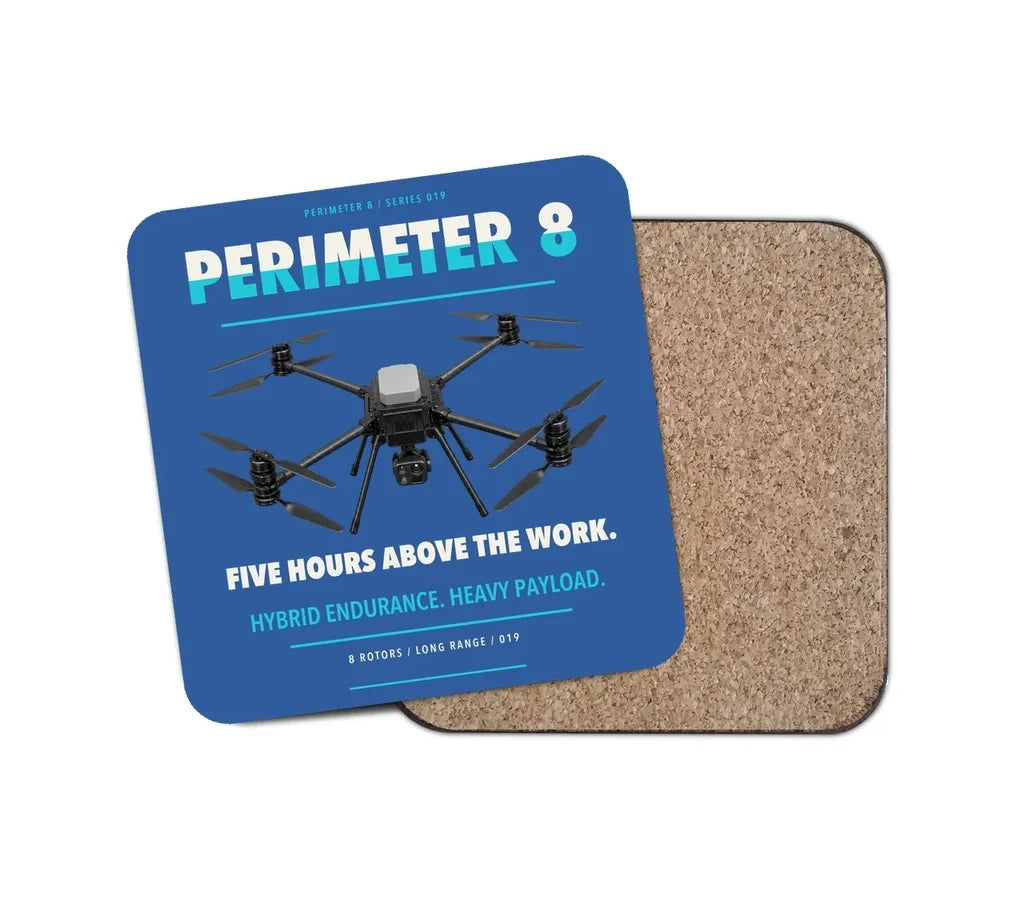 Skyfront Perimeter 8 design on blue 1 piece coaster