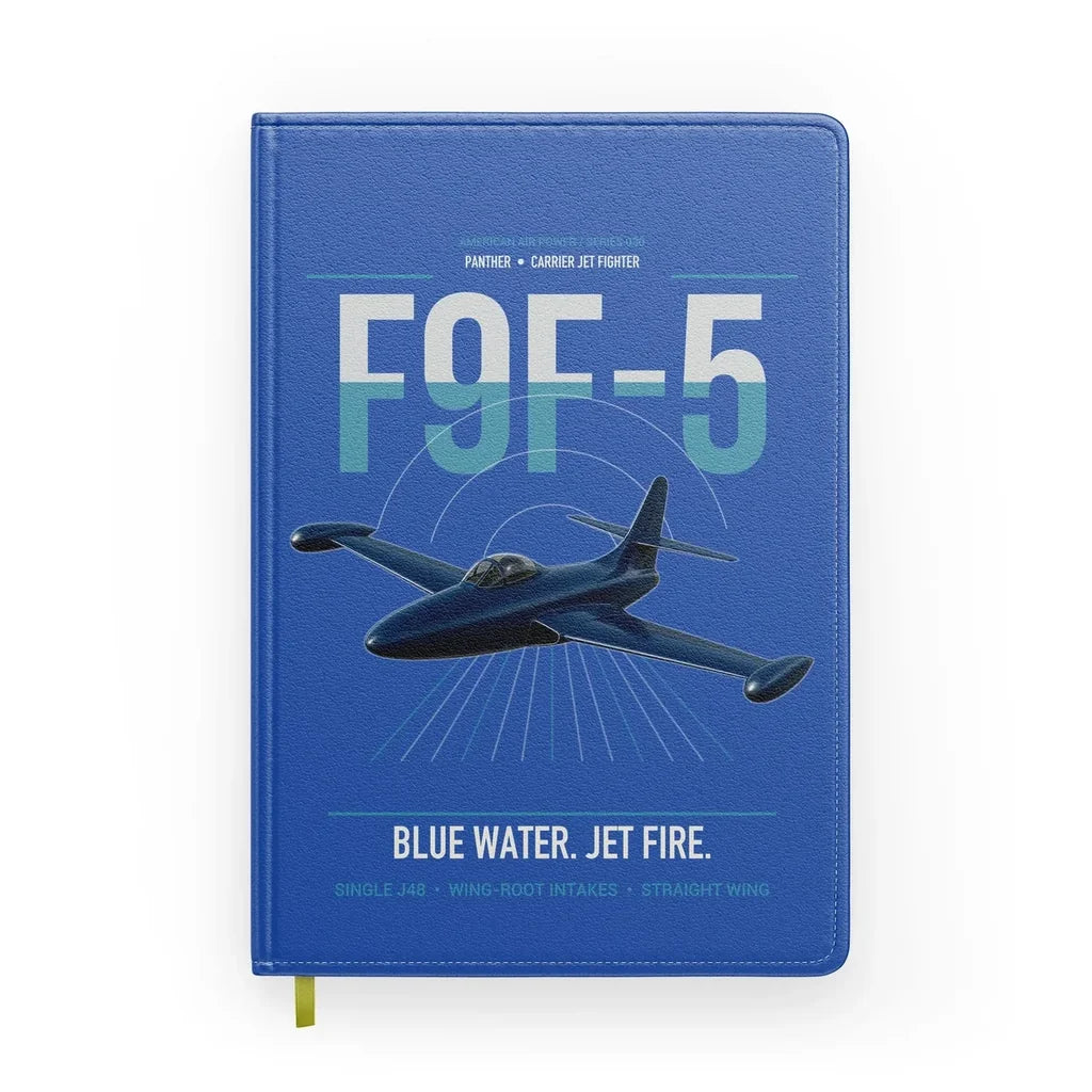 F9F-5 Panther design on blue notebook