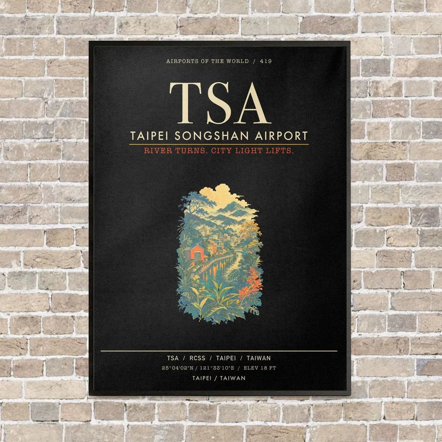Taipei Songshan Airport TSA - Canvas Framed - Black