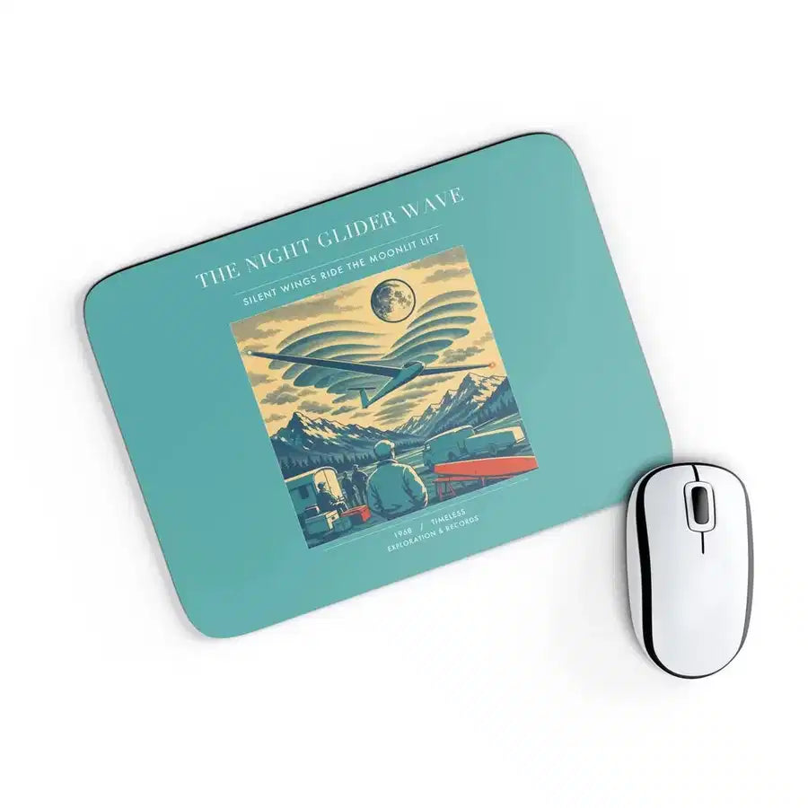VINTAGE G4473 - The Night Glider Wave - Designed Mouse Pads design on turquoise rectangle