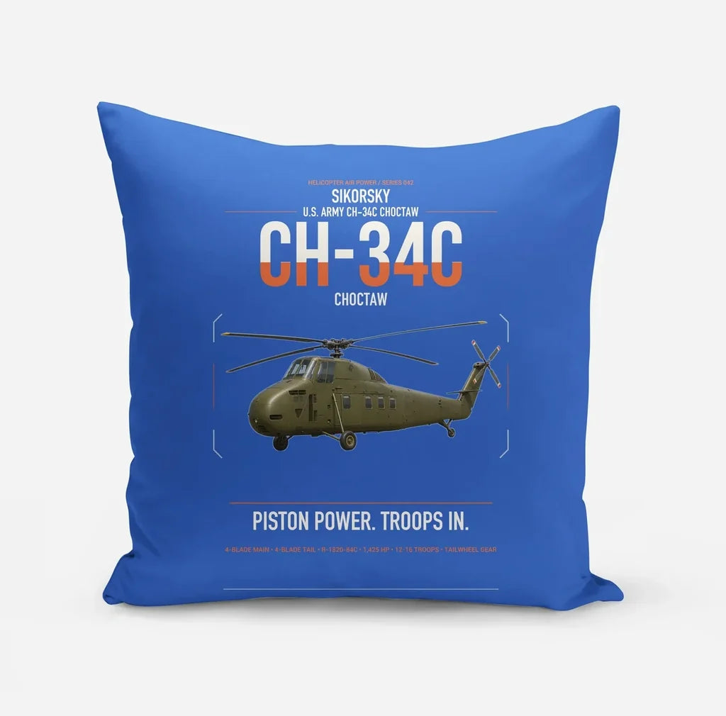 Sikorsky CH-34C Choctaw design on blue pillow