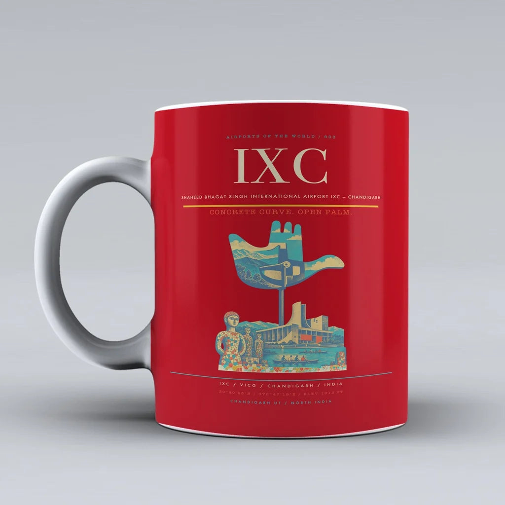 Bhagat Singh International Airport IXC — Chandigarh Mug design on red shaheed