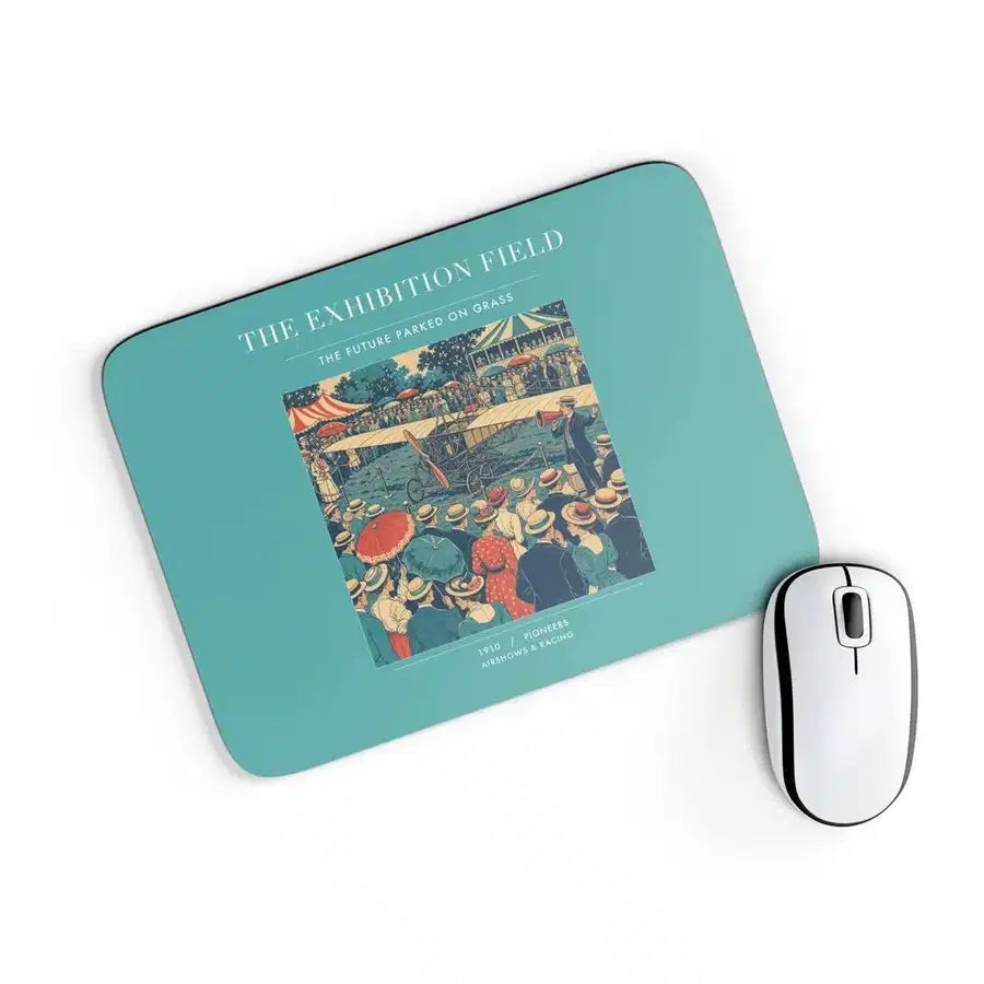 VINTAGE G4322 - The Exhibition Field - Designed Mouse Pads design on turquoise rectangle