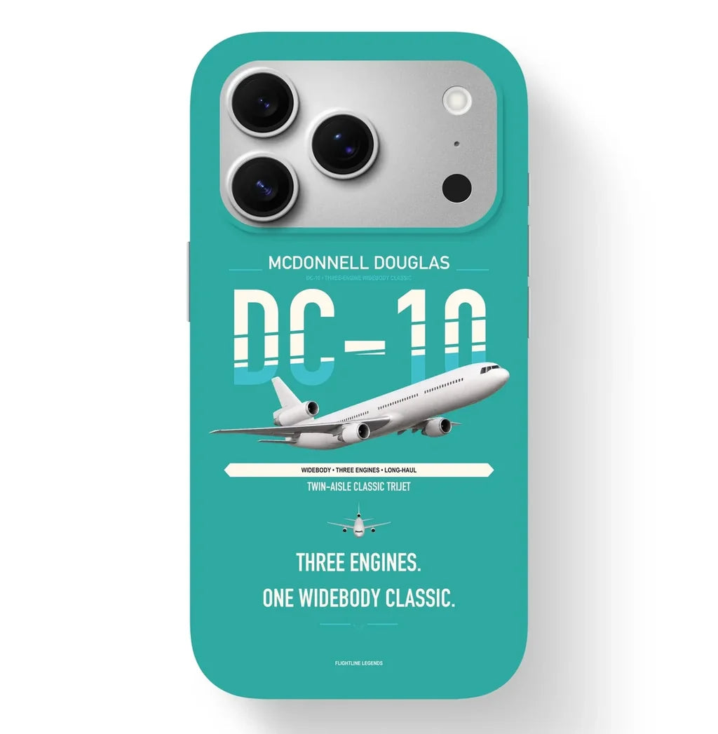 McDonnell Douglas DC-10 design on turquoise magsafe iphone case, for iPhone 17 Pro