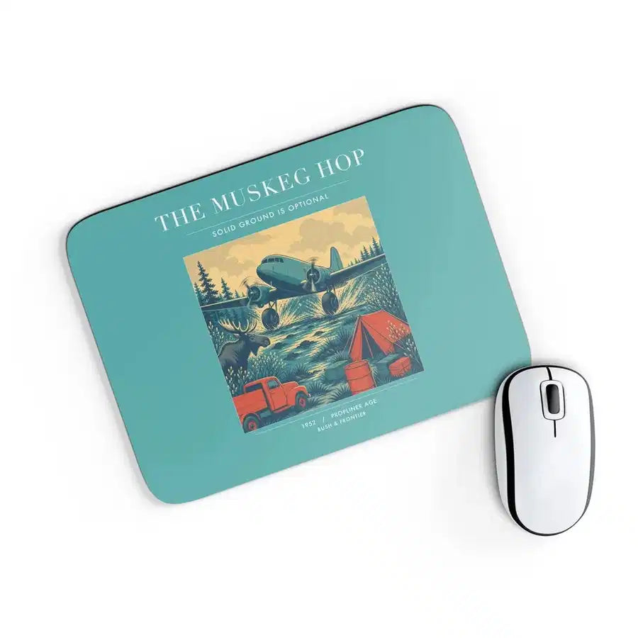 VINTAGE G4282 - The Muskeg Hop - Designed Mouse Pads design on turquoise rectangle