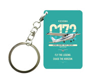 Thumbnail for Cessna 172 Skyhawk design on turquoise designed key chain, double-side print