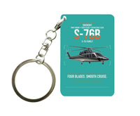 Thumbnail for Sikorsky S-76B design on turquoise designed key chain, double-side print