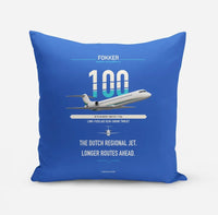Thumbnail for Fokker 100 design on blue pillow