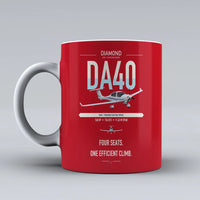 Thumbnail for Diamond DA40 design on red ceramic mug, double-side print