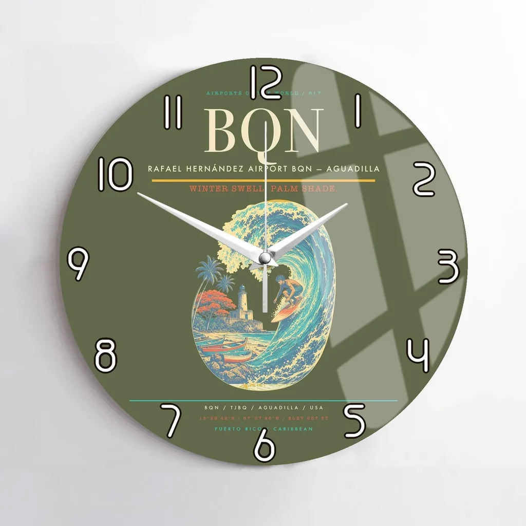 Rafael Hernández Airport (BQN) design on green army no frame wall clock