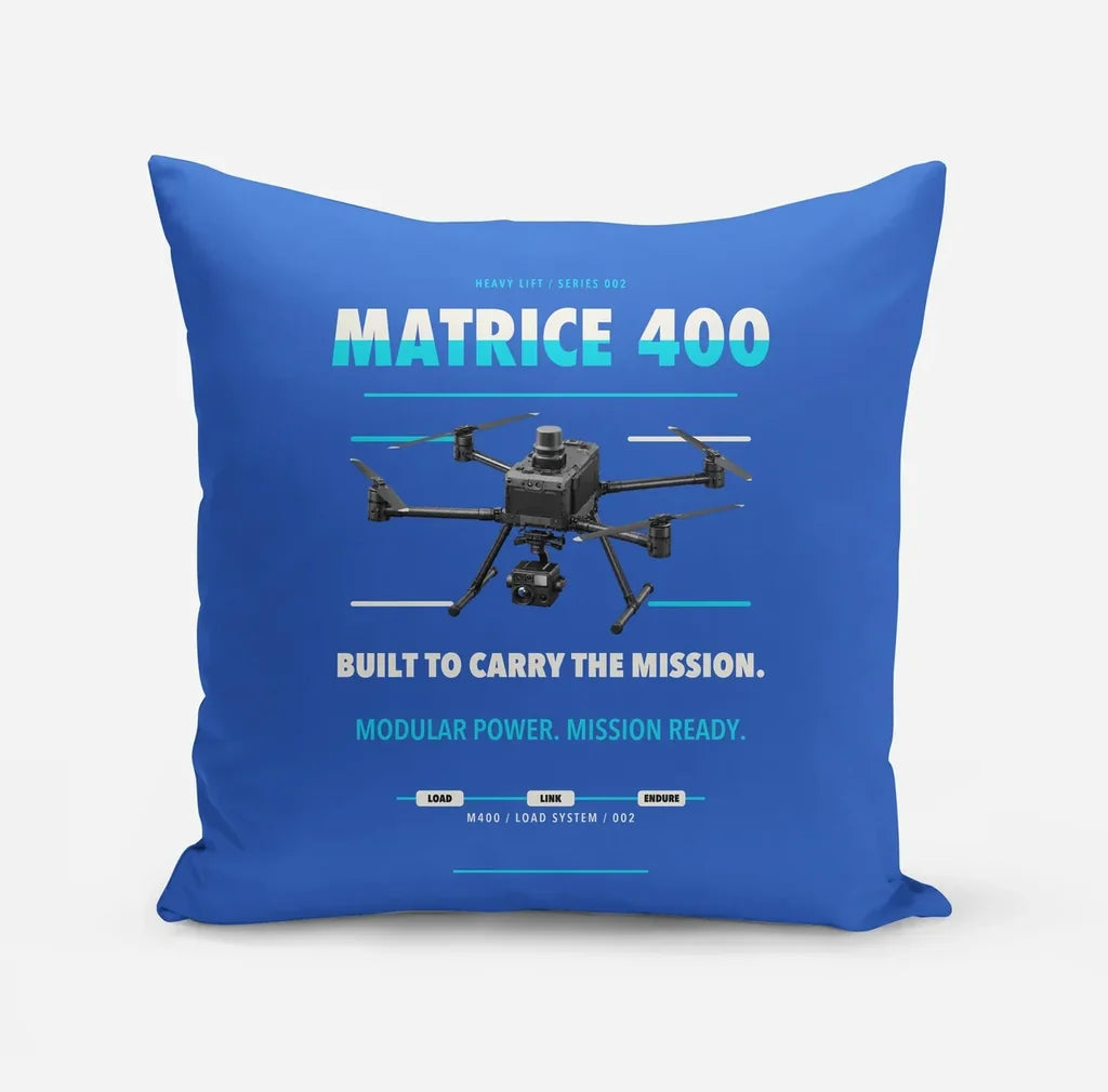 DJI Matrice 400 design on blue pillow