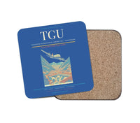 Thumbnail for Toncontín International Airport (TGU) design on blue 1 piece coaster