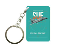 Thumbnail for Dassault Super Étendard design on turquoise designed key chain, double-side print