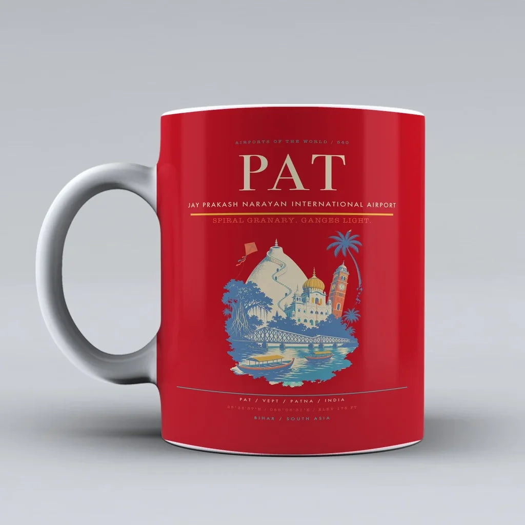 Prakash Narayan International Airport PAT Mug design on red jay