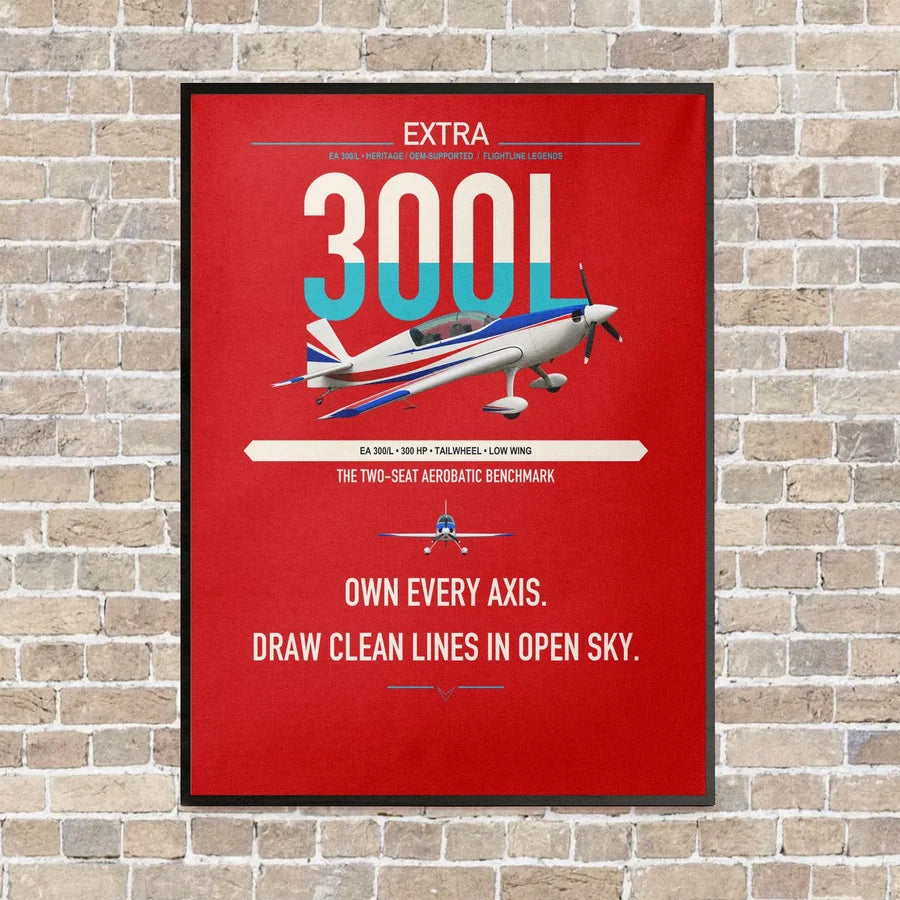 Extra 300L vertical canvas print - framed - red background