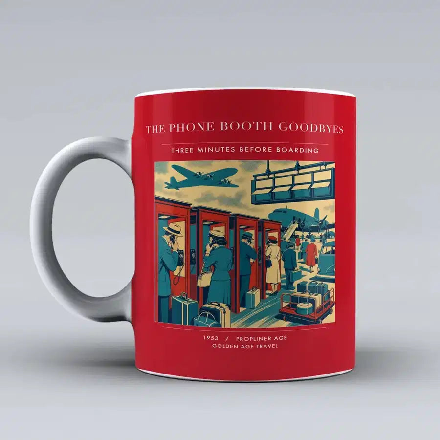 VINTAGE G4382 - The Phone Booth Goodbyes - Ceramic Mug design on red
