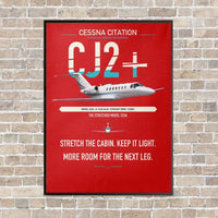 Thumbnail for Cessna Citation CJ2+ vertical canvas print - framed - red background