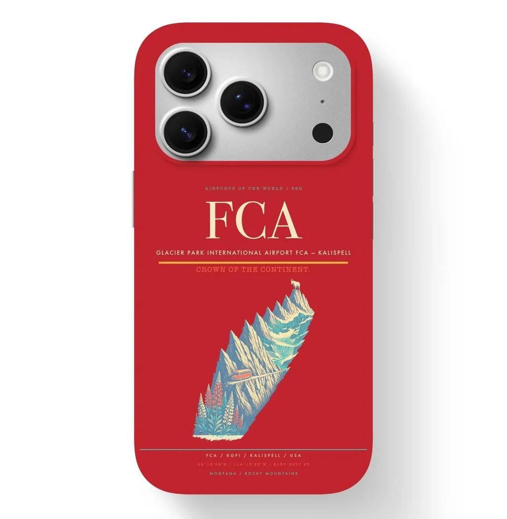 Kalispell Airport (FCA) design on red iPhone 17 Pro MagSafe case