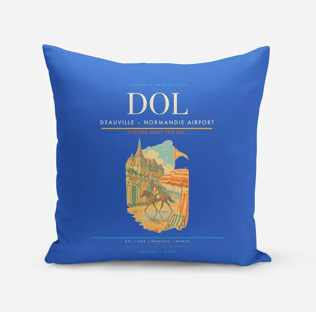 Deauville – Normandie Airport (DOL) design on blue pillow