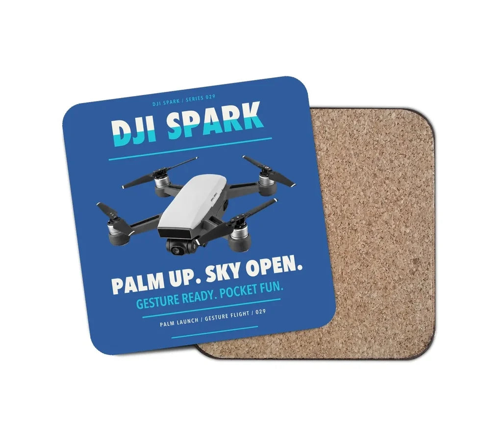 DJI Spark design on blue 1 piece coaster