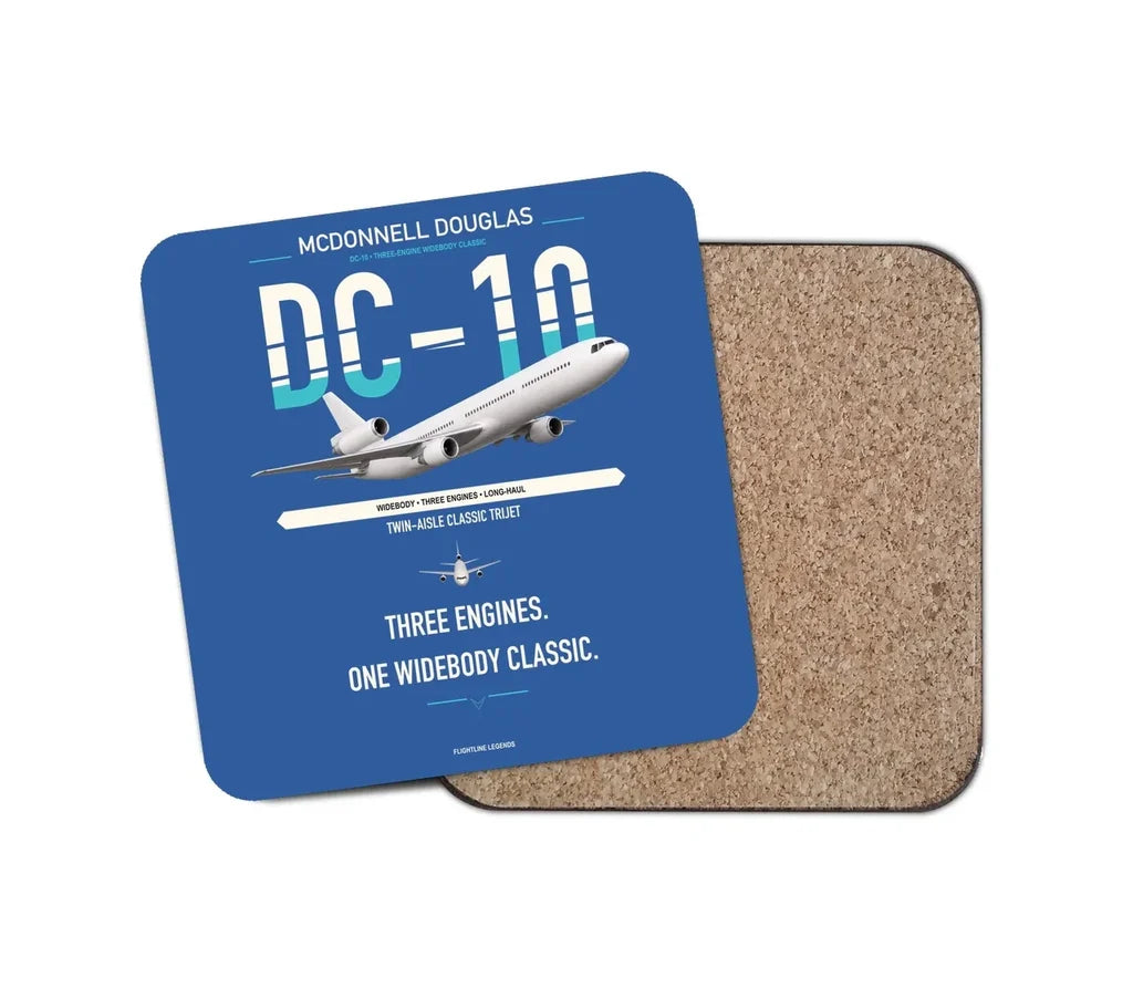 McDonnell Douglas DC-10 design on blue 1 piece coaster