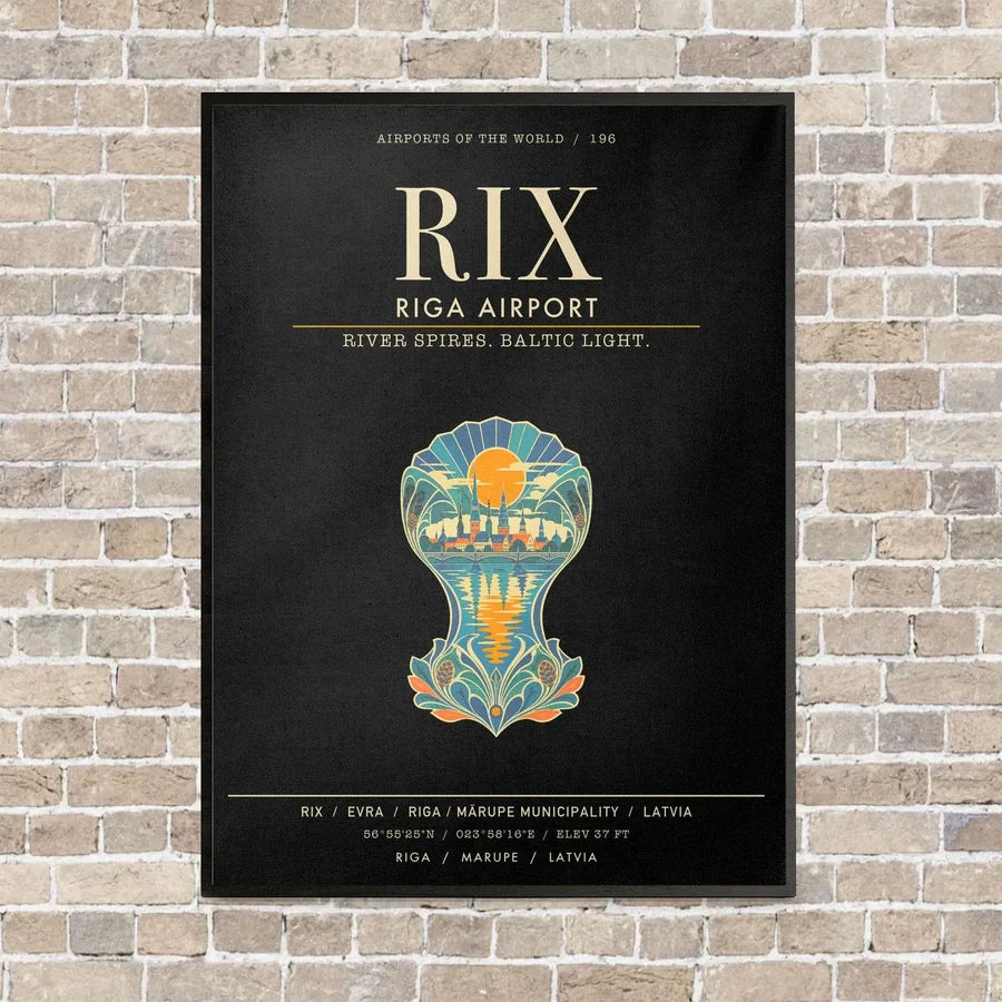 Riga Airport RIX - Canvas Framed - Black