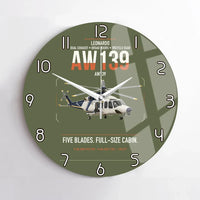 Thumbnail for Leonardo AW139 design on green army no frame wall clock