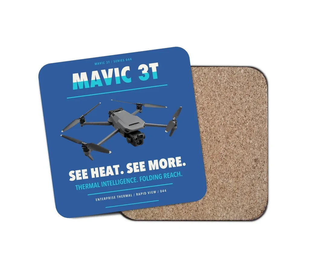 DJI Mavic 3 Thermal design on blue 1 piece coaster