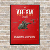 Thumbnail for MD AH-6M Little Bird vertical canvas print - framed - red background